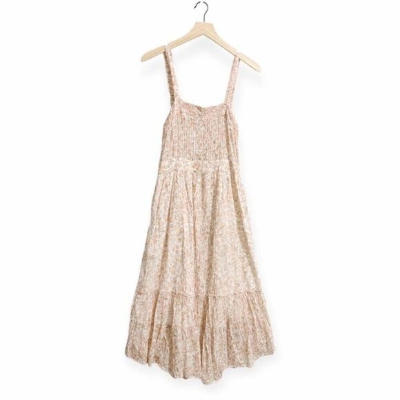 LoveShackFancy‎ Tove Floral Print Midi Dress, Size 2, Vanilla Foam - Picture 16 of 16